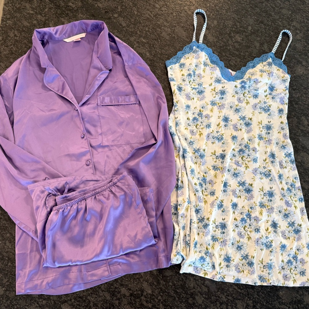 Victoria's Secret Lavender Pajama Set and Floral Slip